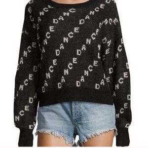 Wildfox Harlow Repeat Dance Logo Sweater Black & White, size X-Small